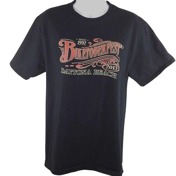 Mens Biker Motorcycle T Shirt Sz Medium Black Jerzees 2013 Biketoberfest Graphic - Picture 2 of 8